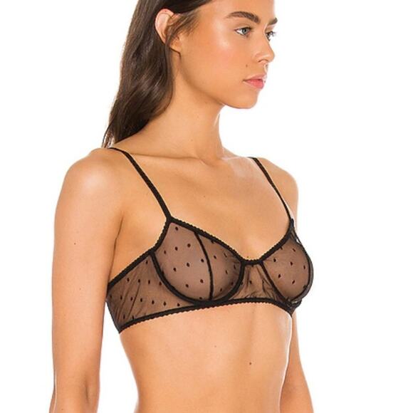Mina Lisa Mesh Clip Dot Balconette Bra In Onyx XS - Picture 1 of 8